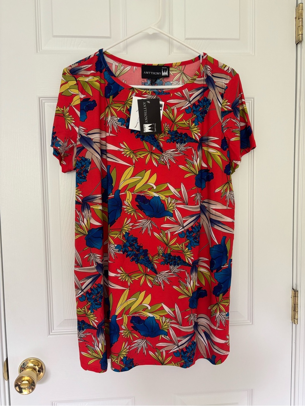 Antthony Red Floral Short Sleeve Tunic